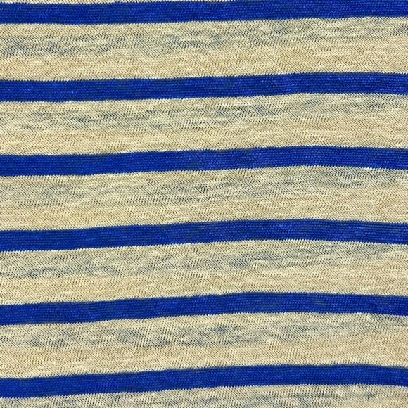 J Crew T-Shirt Womens Small Yellow Blue Striped Linen Rolled-cuff Henley Sleeve - Picture 6 of 12